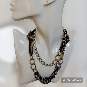 VTG 1990s Two-tone Chunky Knotted Chain Punk Grunge Necklace